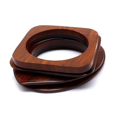 Set of TWO geometric wooden bangles